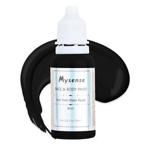 Mysense Black Face & Body Paint 0.6oz – Water-Based, Non-Toxic, Washable